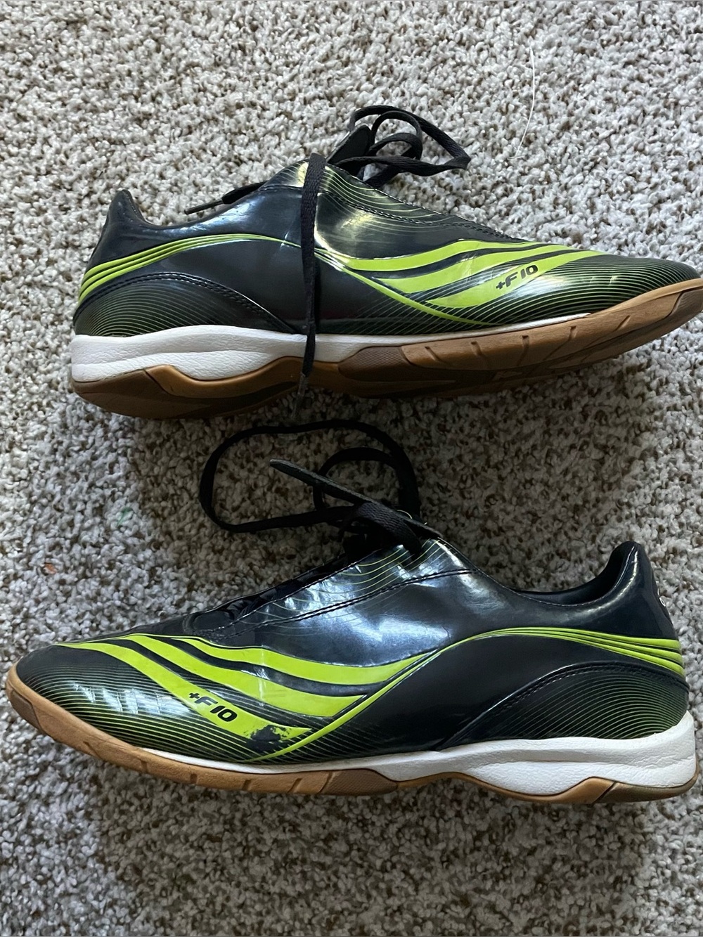adidas Men's Black and Lime Green Indoor Athletic Shoes
